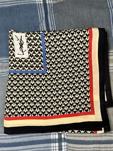 Bufanda grande multicolor vintage década de 1980 Yves Saint Laurent YSL 100 % seda. - Imagen 1 de 12