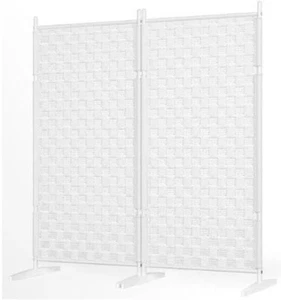2 Panel 69" x 62" Room Divider Wall Partition White Fabric New in Box NIB - Picture 1 of 8