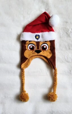 Paw Patrol CHASE Santa Winter Hat Kids One Size Nick Jr Police Dog Fleece Lined - Image 1 of 4