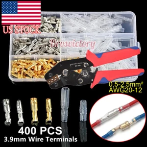3.9mm Bullet Motorcycle Connector Terminal with Insulator Sleeve+SN-48B Crimper - Picture 1 of 20
