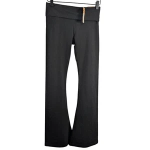 Pink Womens Mid Rise Full Length Foldover Flare Pants sz XS Black NWT Leggings - Picture 1 of 14