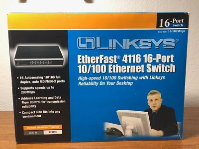 Linksys EtherFast 4116 EF4116 16-Port 10/100Mbps Ethernet Switch, Used - Image 1 of 4
