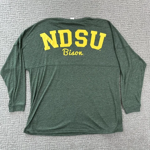 NDSU Bison Shirt Extra Large Green Long Sleeve Pullover Stretch Womens Cover