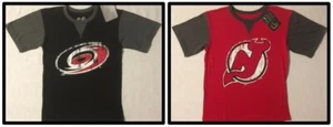 NHL Carolina Hurricanes, New Jersey Devils Majestic YouthT-Shirt Small or Large - Picture 1 of 9