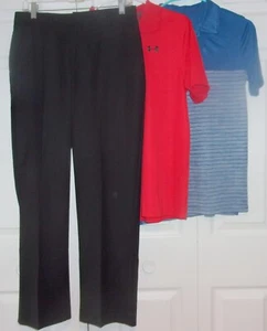 Boys size 16 Husky Chaps black dress pants & 2 golf, short sleeve shirts - Picture 1 of 6