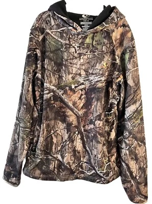 Mossy Oak Hooded Hunting PulloverMens Medium 38-40 Neck WarmerFingerholeinSleeve - Image 1 of 4