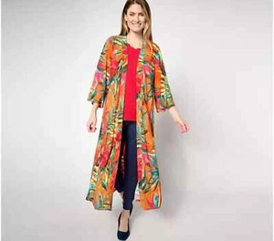 Attitudes Renee Como Jersey Printed Duster-Exotic Floral-Petite Medium-A639411 - Picture 1 of 2