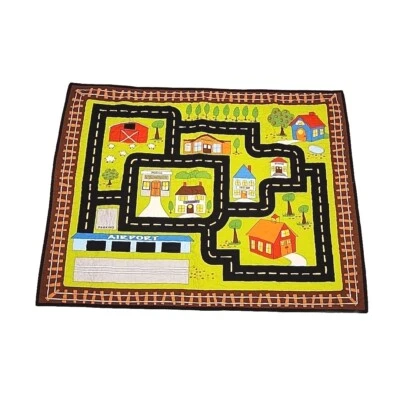 Alfombra de juego acolchada hecha a mano para niños manta de regazo edredón avión tren vagón ferrocarril de carretera Foto 1 de 4