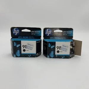 HP 98 Black Ink Cartridges C9364WN OEM Genuine EXP 2011 1 Open 1 Sealed New - Zdjęcie 1 z 5