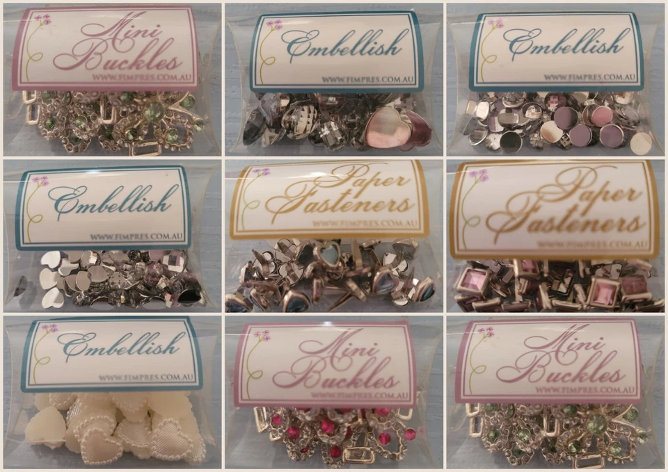 Stunning Embellishments Brads Diamante Hearts Round Buckles Butterflies Square - image 1 of 1