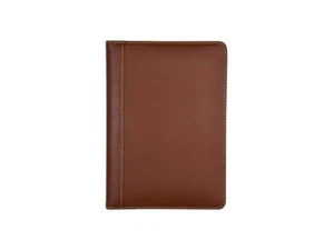 Samsill Contrast Stitch Leather Padfolio 6 1/4w x 8 3/4h Open Style Brown 71736 - Picture 1 of 12
