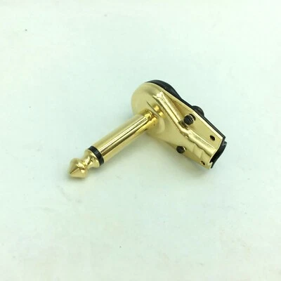 1PCS Gold plating 1/4" Right Angle Mono Plug Guitar Audio Connector 6.35mm Jack - Image 1 of 3