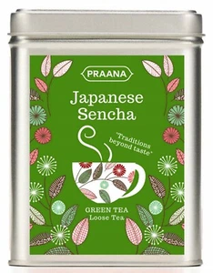 PRAANA TEA - Premium Japanese Sencha Green Tea - Gift Tin 100g - Picture 1 of 2