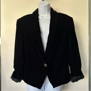Brooks Brothers vintage black velvet cropped jacket shawl collar tuxedo 16 - Picture 1 of 7