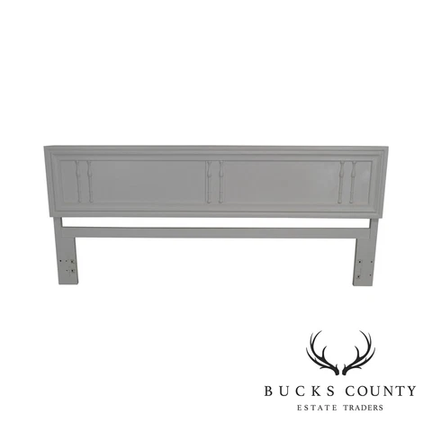 Hollywood Regency Faux Bamboo Vintage White Painted King Headboard Cover