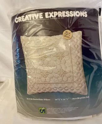 Vintage Creative Expressions SNOWFLAKE PILLOW Needlepoint Kit BRAND NEW! - Image 1 of 4