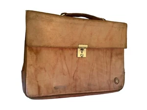 Amity Cowhide Leather Briefcase Lock & Key Vintage Lined *Read Conditions - Picture 1 of 12