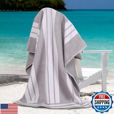 Juego de 4 toallas de playa de algodón de gran tamaño superior, toallas absorbentes para baño Foto 1 de 4