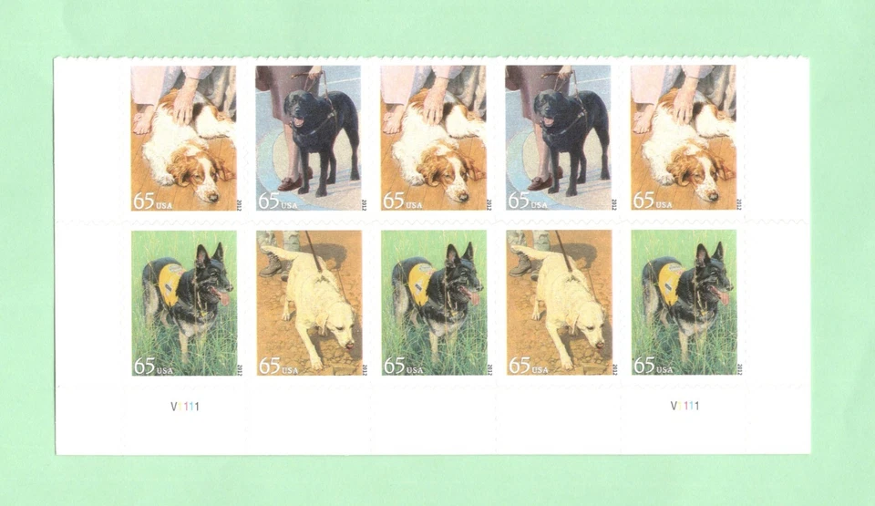 Sc # 4604-4607 ~ Plate # Block of 10 ~ 65 cent Dogs at Work Issue - Image 1 of 1