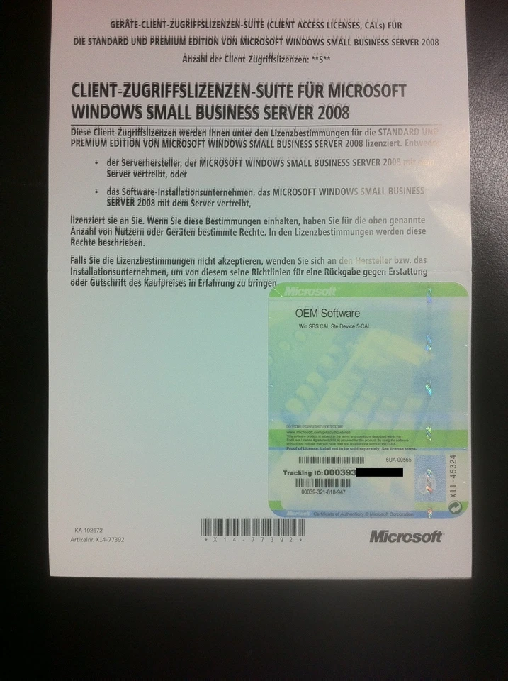 Microsoft Windows Small Business Server 2008 - 5 DCAL Erweiterung (5 DevicCALs) - Bild 1 von 1