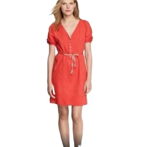 J crew Rumi gauzy cotton dress with Braided Belt Orange Coral Size 0 - Picture 1 of 6