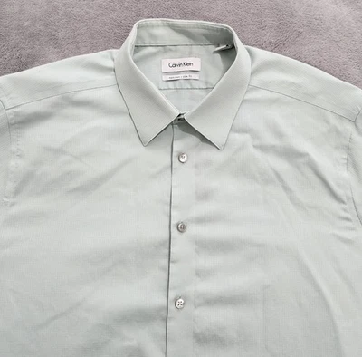 Calvin Klein Slim Fit Dress Shirt Mens LG 16 34/35 Green Long Sleeve Button Down - Image 1 of 4