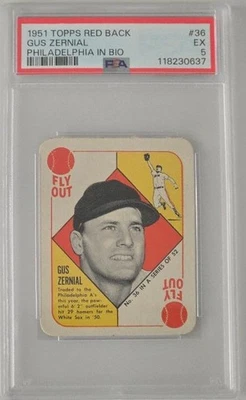 1951 Topps Red Back Vintage #36 Gus Zernial Philadelphia A's Graded PSA 5 EX CWS - Image 1 of 2