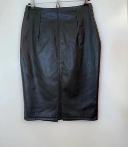 New Sz Medium ❤️ Ramisu Black Faux Leather Pencil Knee Women’s Skirt Waist 28” - Picture 1 of 21
