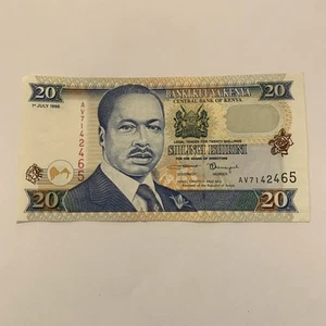 Kenya 20 Shillings 1998 Uncirculated - Serial #AV7142465 Twenty Shilling - Picture 1 of 2