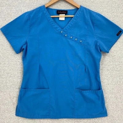 Blusa Médica Baby Phat Para Mujer Azul Medio Enfermería Veterinario Uniforme Manga Corta Foto 1 de 4