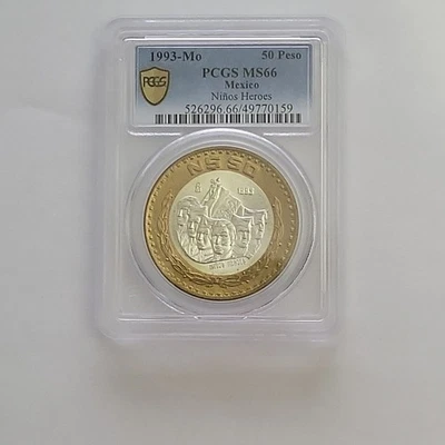  1993 Mo 50 Nuevos Pesos PCGS Gold Shield MS 66 Ninos Heroes Coin # (268) - Image 1 of 3