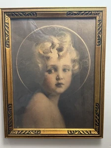 Antikes Holz vergoldet gerahmt "Das Licht der Welt" z.B. Co Jesuskind - Bild 1 von 8