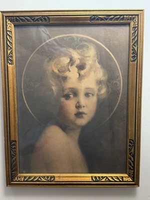 古董木质镀金框架“世界之光”EG Co Child 耶稣 — 第 1/4 张图片