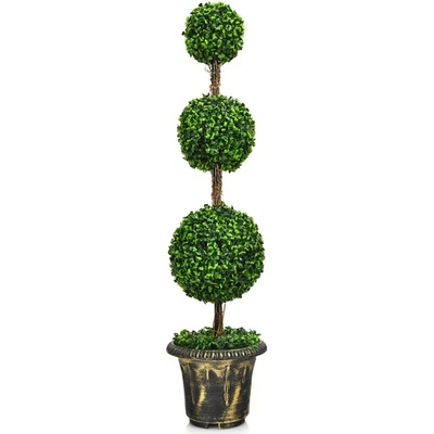 Costway 4' Topiario Artificial Triple Bola Árbol Planta Interior Exterior Resistente a los UV Foto 1 de 4