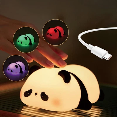 Linda Luz de Noche Panda - Lámpara de Noche LED Squishy Regulable, Silicona Recargable  Foto 1 de 4