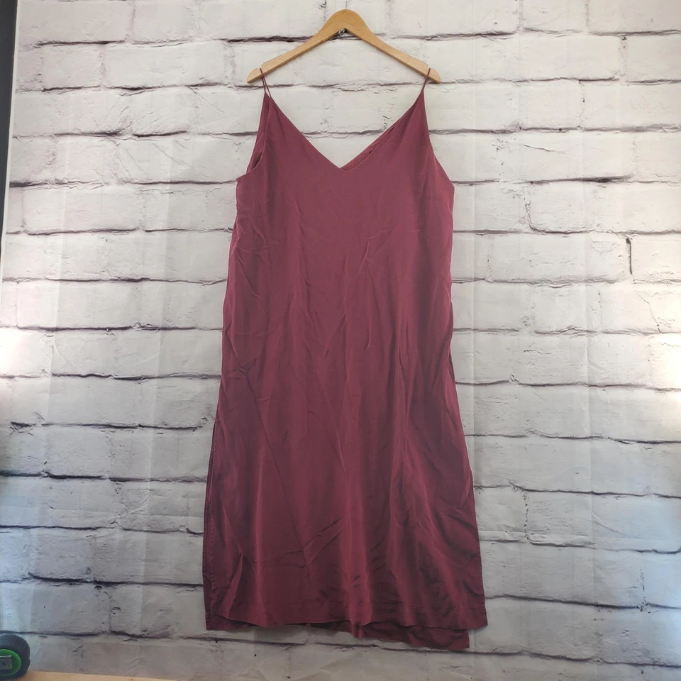Vestido Last Brand Para Mujer XL Borgoña 100% Seda Sin Mangas Correa de Espagueti Cuello en V Forrado Foto 1 de 4