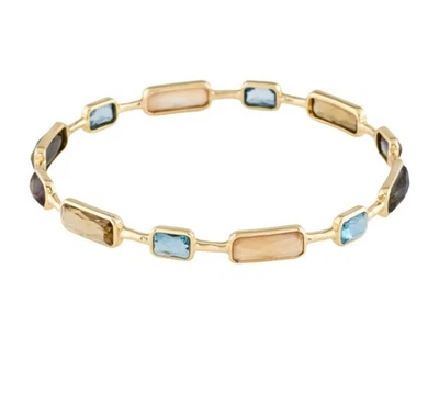 IPPOLITA 18KY  750 MOTHER OF PEARL & MULTISTONE GELATO 12-STONE BANGLE BRACELET - Image 1 of 4