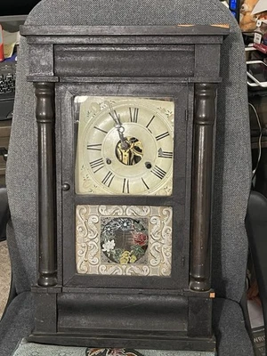 АНТИКВАРНЫЕ ЧАСЫ SETH THOMAS ПОЛОВИНА КОЛОНКИ 1860-е ВЕС МАЯТНИКА - Изображение 1 из 4