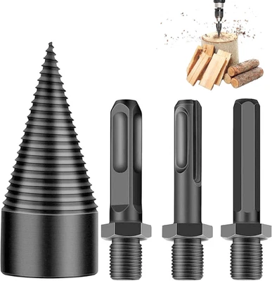 Spaccalegna Manuale 32 Mm,Punta Conica Spaccalegna Con 3 Manici,Punta per Legna  - Immagine 1 di 4