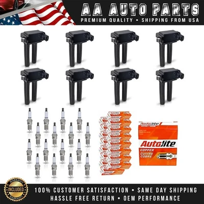 8 Ignition Coil & 16 Autolite Spark Plug for Dodge Charger Ram 1500 2500 3500 - Image 1 of 4