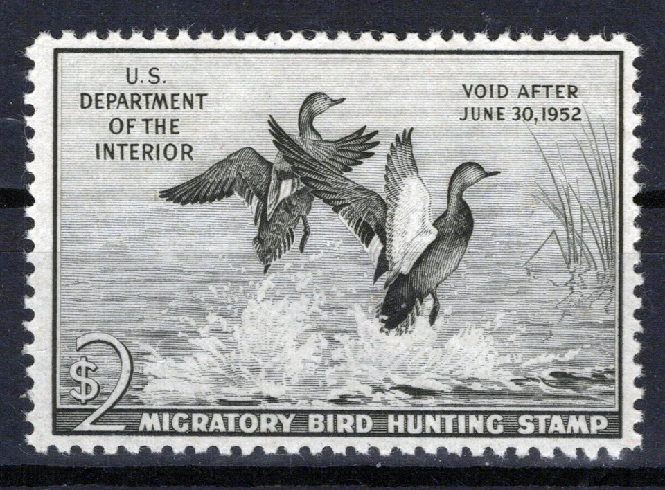 US RW18 MLH VF $2 gray black Gadwall Duck Revenue Zayix Stamps 0225MAR0036 - Image 1 of 2