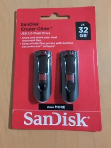 SanDisk Cruzer Glide 32GB USB Disk USB 2.0 Flash Drive Memory Stick 2 pack. - Photo 1/2