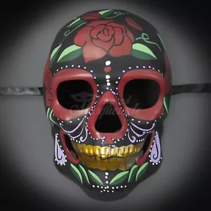 Day of the Dead Mask - Full Face Mask, Dia de los Muertos Masquerade Mask Rose - Picture 1 of 4
