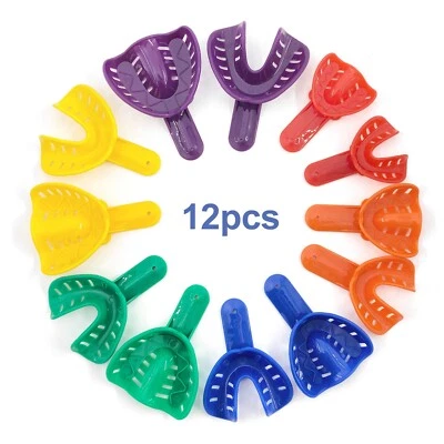 12 Pcs Plastic Autoclavable Dental Impression Trays Sizes L/M/S Adult Child U/L - Image 1 of 4