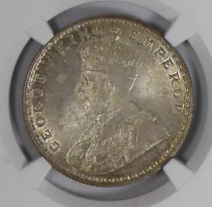 India Británica 1919 B rupia plata NGC MS64 brillo completo raro grado NG0773 cosechadora - Imagen 1 de 3