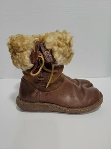 BORN BROWN LEATHER FAUX FUR WINTER LADIES 7 BOOTS - Picture 1 of 7