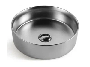 Matte Chrome silver Round 360 mm Dia top counter basin porcelain sink slim edge - Picture 1 of 12