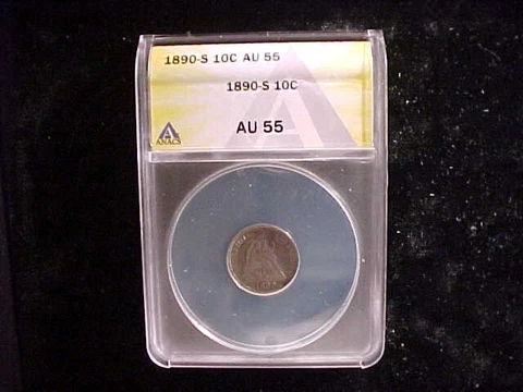 1890-S Seated Liberty Dime, ANACS AU55, a nice, original coin!! Cover