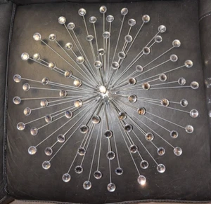 MCM Atomic Starburst Wall Art Sculpture 21” Silver Metal &Acrylic Sunburst - Picture 1 of 3