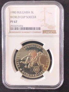 Bulgaria 5 Leva 1980 NGC PF67 World Cup Soccer (Football) - Picture 1 of 4